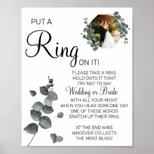 Eukalyptus Leg den Ring Brautparty-Spielschild Poster