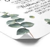 Eukalyptus Leg ein Ring-Brautparty-Spielzeichen Poster (Ecke)