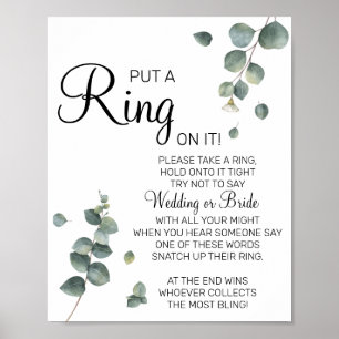 Eukalyptus Lege einen Ring Brautparty-Spielschild Poster