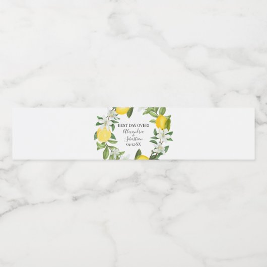 Eukalyptus Lemony Brautparty Couples Wedding Wasserflaschenetikett (Einzelnes Label)