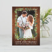 Eukalyptus-Liebe für Wasserfarbe dank Wedding Wood Dankeskarte (Stehend Vorderseite)