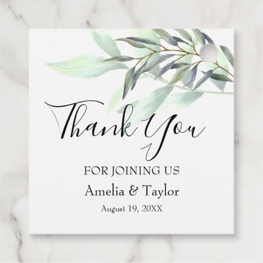 Eukalyptus Light Green Foliage Square Geschenkanhänger (Rückseite)