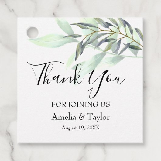 Eukalyptus Light Green Foliage Square Geschenkanhänger (Vorderseite)