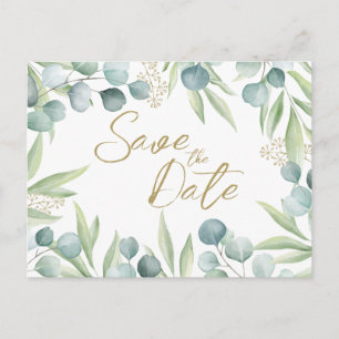 Eukalyptus Light Watercolor Sage Save the Date Inv Einladungspostkarte