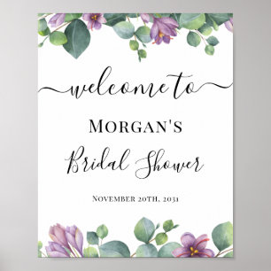 Eukalyptus-Lila-Grün-Brautparty-Willkommen Poster