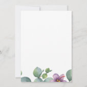 Eukalyptus Lila-Grünblütenhochzeit Einladung (Rückseite)