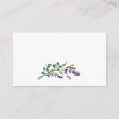 Eukalyptus Lila Lavendel Blume Hochzeitdetails Begleitkarte (Rückseite)