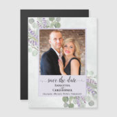Eukalyptus Lila Wedding Rett Date Foto Magnet (Vorne/Hinten)
