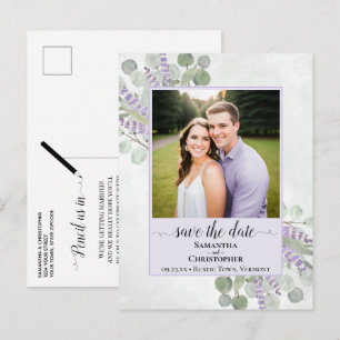 Eukalyptus Lila Wedding Save the Date Foto Ankündigungspostkarte