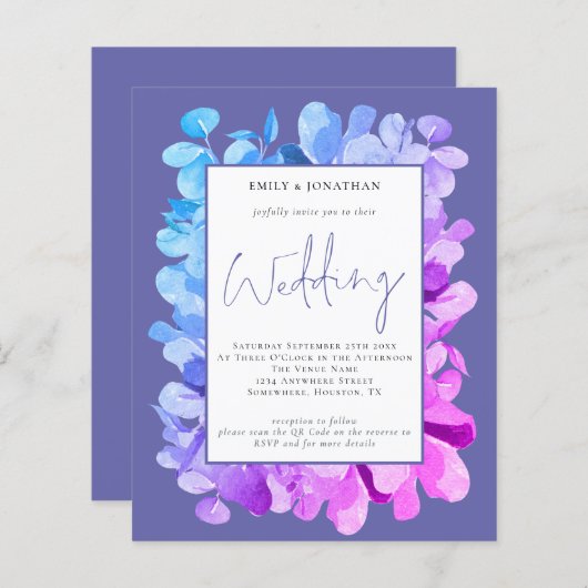 Eukalyptus Lilac QR Code Einladung (Vorne/Hinten)