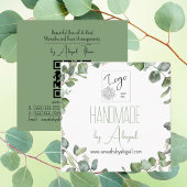 Eukalyptus-Logo Handgefertigt QR-Code Quadratische Visitenkarte