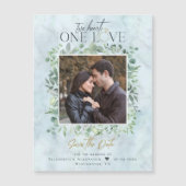 Eukalyptus-Marble-Foto Hochzeit Sichern Sie das Da Magneteinladung (Vorderseite)