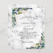 Eukalyptus-Marmor QR-Code Einladung zur Hochzeit (Vorne/Hinten)