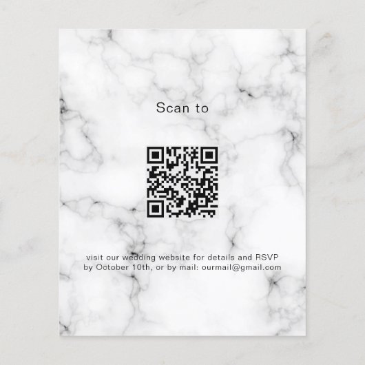 Eukalyptus-Marmor QR-Code Einladung zur Hochzeit Flyer (Hinten)