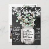 Eukalyptus Mason Jar Abschluss 3 Foto Einladung Postkarte (Vorne/Hinten)