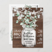 Eukalyptus Mason Jar Graduation Party Einladung Postkarte (Vorne/Hinten)