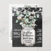 Eukalyptus Mason Jar Graduation Party Einladung Postkarte (Vorne/Hinten)