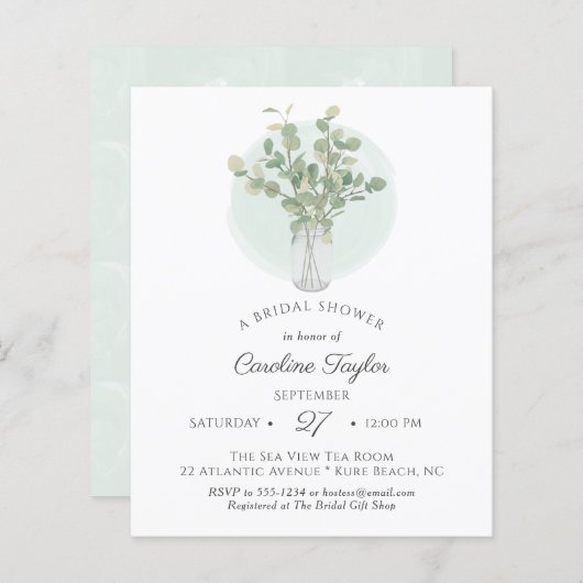 Eukalyptus Mason Jar Monogram Brautparty (Vorne/Hinten)