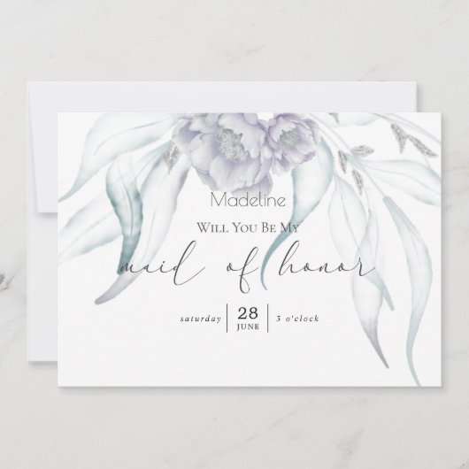 Eukalyptus Matron of Honor Invit Einladung (Vorderseite)