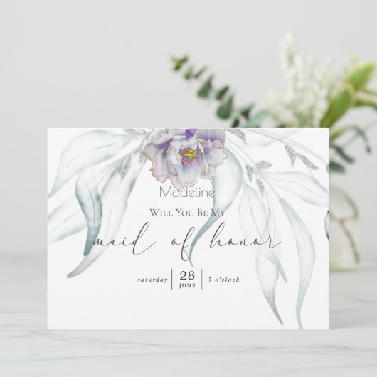 Eukalyptus Matron of Honor Invit Einladung (Stehend Vorderseite)