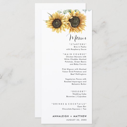 Eukalyptus Menükarte (Vorne/Hinten)