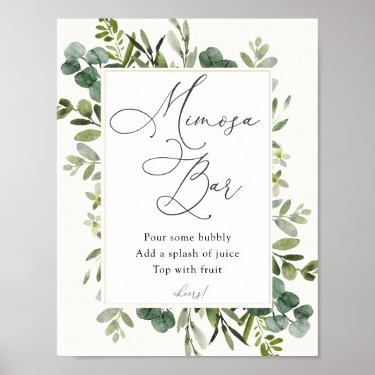 Eukalyptus-Mimosa-Bar-Schild Poster (Vorne)