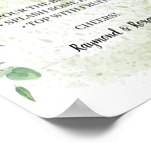 Eukalyptus Mimosa Bar Wedding Sign Poster (Ecke)