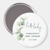 Eukalyptus-Miniatur-Script-Babydusche Magnet (Vorderseite/Rückseite)