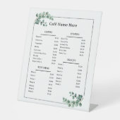 Eukalyptus Minimal Café Café Café Menü Sockelschild (Vorderseite)