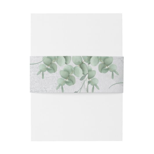 Eukalyptus Minimal Clean Simple Monogram Name Einladungsbanderole (Rückseitenbeispiel)