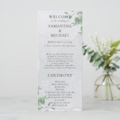 Eukalyptus minimal modernes Hochzeitsprogramm Menükarte (Stehend Vorderseite)