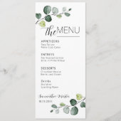 Eukalyptus Minimal Script Wedding Menu Menükarte (Vorderseite)