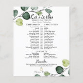 Eukalyptus Minimal Wedding Bridal Timeline (Rückseite)