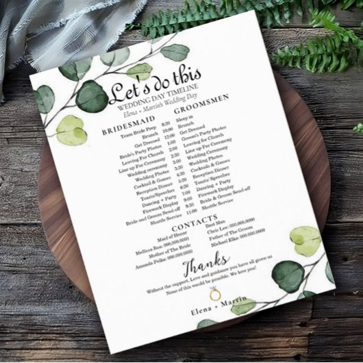 Eukalyptus Minimal Wedding Bridal Timeline