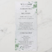 Eukalyptus minimale moderne Programm Hochzeit (Vorderseite)