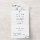 Eukalyptus Minimalistisch Calligrafy Wedding All In One Einladung (Innen Boden)