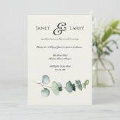 Eukalyptus Minimalistisch Hochzeit Einladung (Stehend Vorderseite)