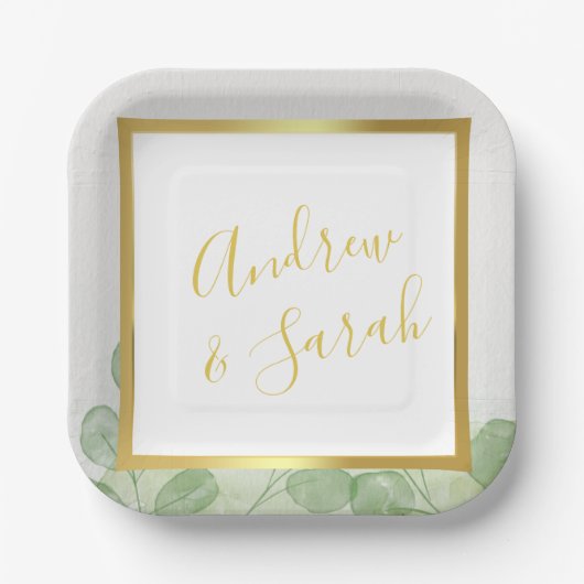 Eukalyptus-Minimalistisch Pappteller (Vorderseite)