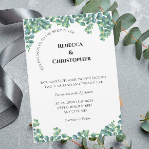 Eukalyptus Minimalistisch Simple Modern Wedding Einladung