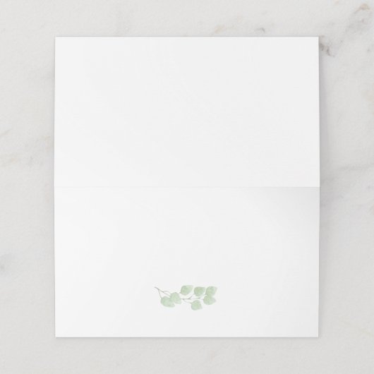 Eukalyptus Minimalistische geflochtene Platzkarten (Außenseite Aufgefaltet)