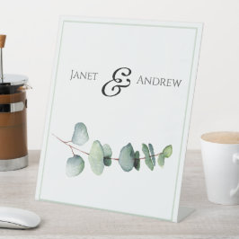 Eukalyptus-Minimalistische Hochzeitsskrippe Sockelschild