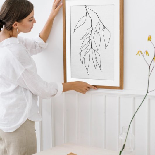 Eukalyptus Minimalistischer botanischer Linien Poster