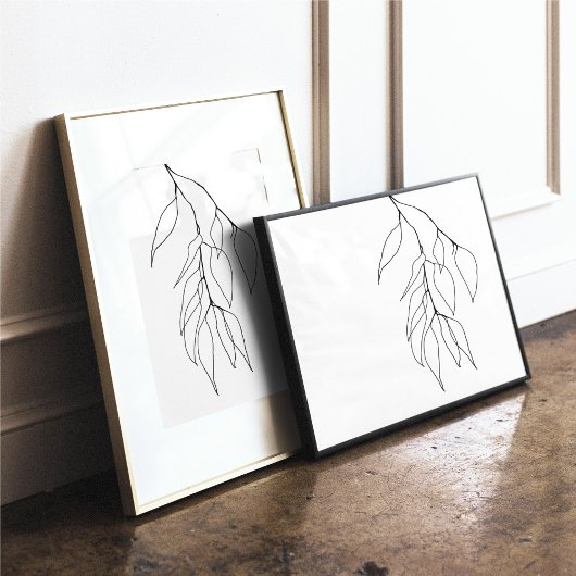 Eukalyptus Minimalistischer botanischer Linien Poster