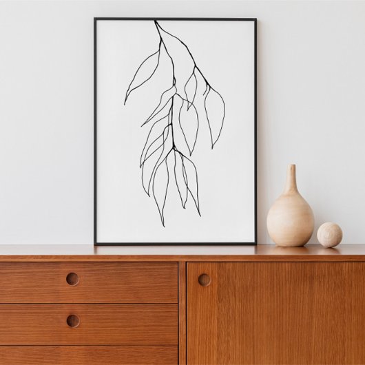 Eukalyptus Minimalistischer botanischer Linien Poster