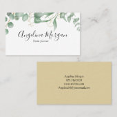 Eukalyptus minimalistisches Grün- und Goldgeschäft Visitenkarte (Vorne/Hinten)