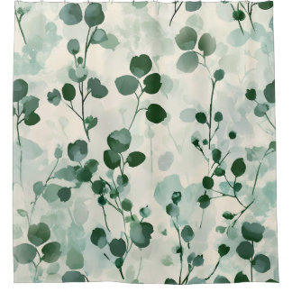 Eukalyptus Minze Watercolor Floral Duschvorhang