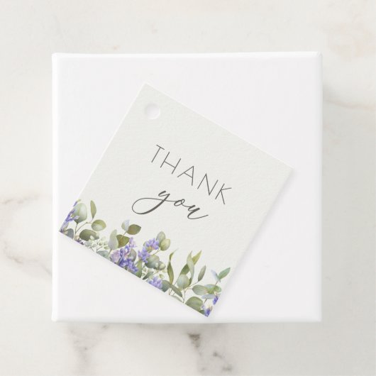 Eukalyptus mit Lavendel-Blume Hochzeit Geschenkanhänger (Beispiel)