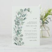Eukalyptus Mit Monogramm Wedding Einladung (Stehend Vorderseite)