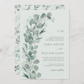 Eukalyptus Mit Monogramm Wedding Einladung (Vorne/Hinten)