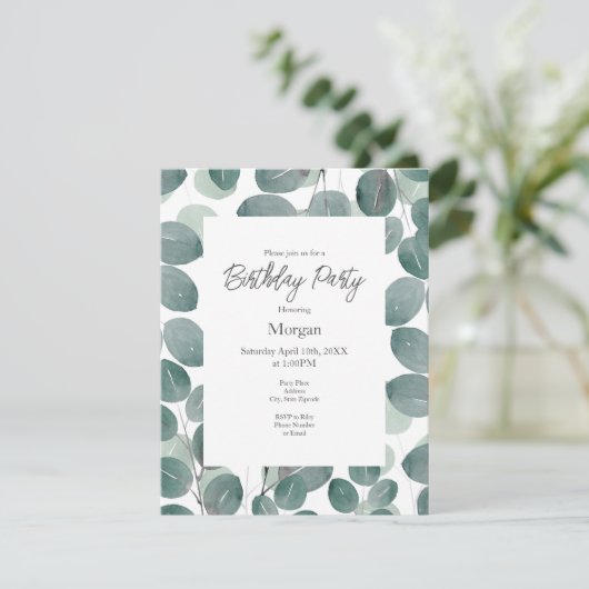 Eukalyptus Modern 2 Einladung (Stehend Vorderseite)